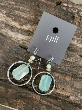 J. Jill Mint Green Faceted Hoop Drop Earrings